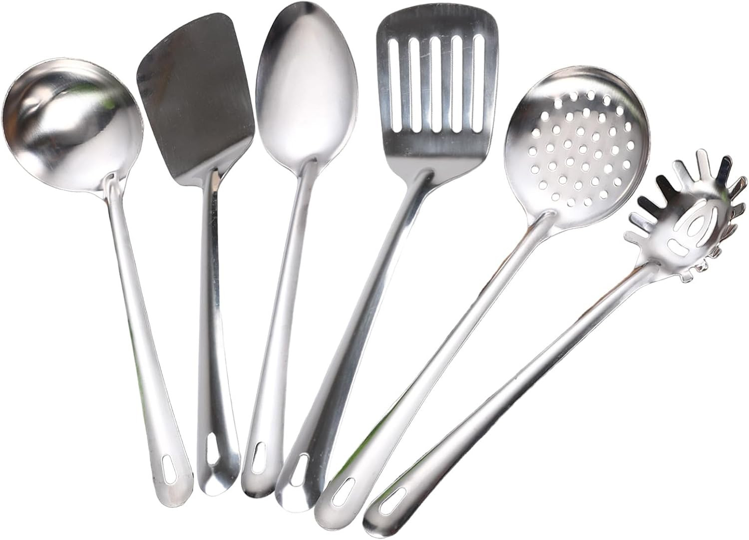 Set Mestoli Acciaio Inox 6 Pezzi con Spatola | Accessori Cucina Casa