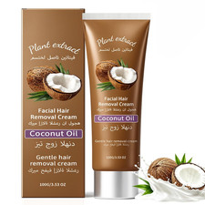 Facial Hair Removal Cream with Coconut Oil,Painless Gentle Hair Removal Cream fo