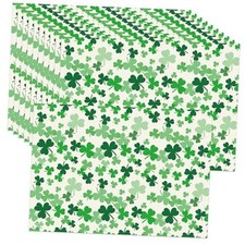 50 PCS Happy St. Patrick  s Day Paper Place Mats, Disposable Green Shamrock B