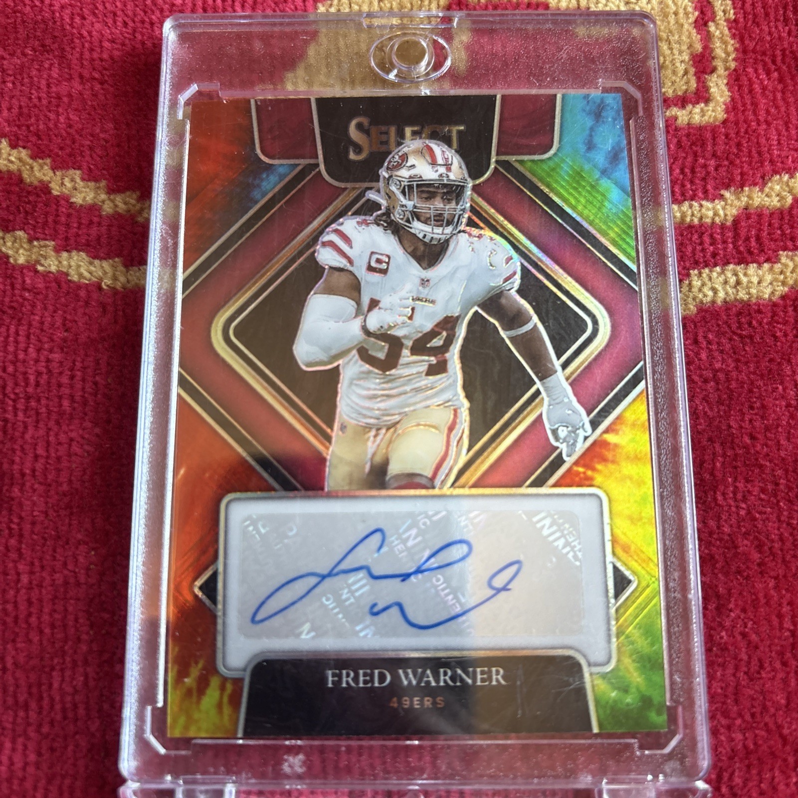 2021 Panini Select Football Tie-Dye Prizm Auto #SIP-FWA Fred Warner #2/25