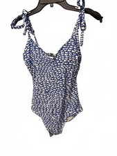 Vineyard Vines Blue Whale Print One-Piece Swimsuit with Tie Straps Size S