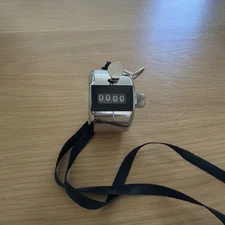  4 Digit Manual Thumb Tally Clicker Counter W/Strap  Mechanical Metal New