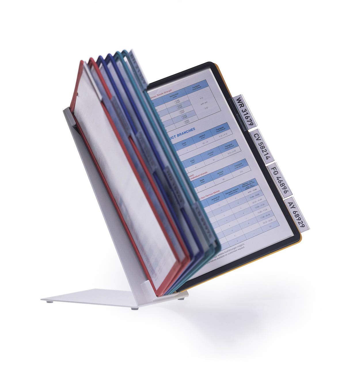 Durable VARIO Display Panel Desk Unit   10 Panels and Tabs in Assorted Colours