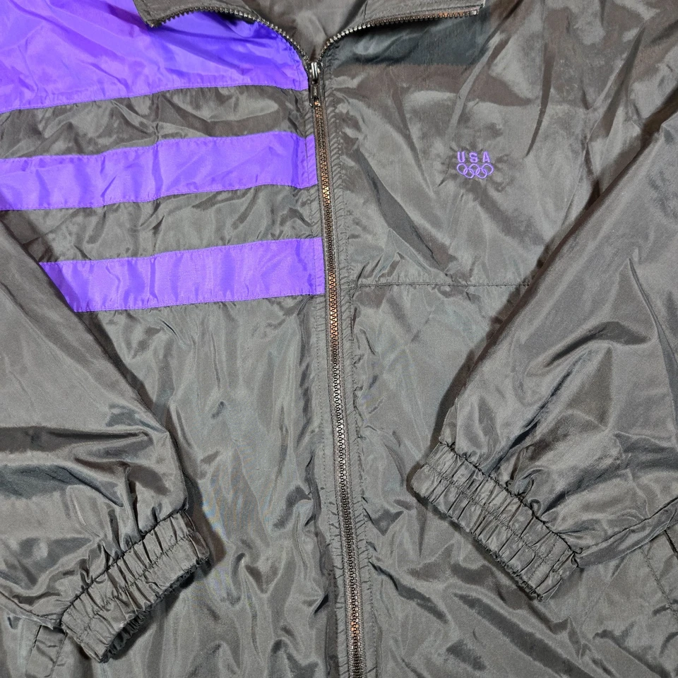 Chaqueta cortavientos vintage JCPenney Juegos Olímpicos de EE. UU. para hombre M roja azul negra años 90 retro Foto 2 de 4