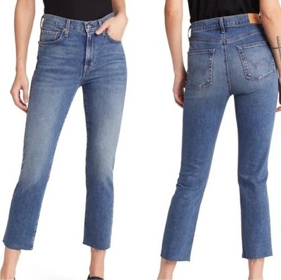 Edwin Denim Jeans Bree Cropped Straight Leg Size 32 New Raw Hem Made in USA