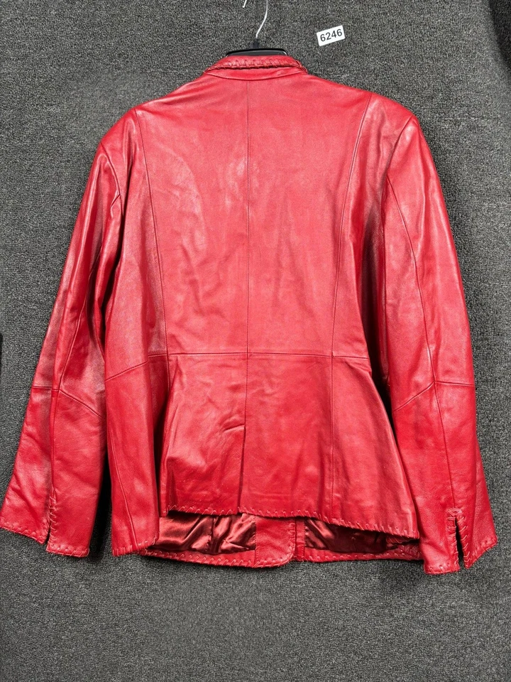 Chaqueta Terry Lewis Mujer 2XL Rojo Cuero Genuino Clásico Abrigo de Lujo Foto 2 de 4