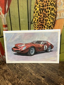 VINTAGE 1962 FERRARI V 12 LITHO PRINT POSTER SIGN SPORTS CAR SUPER CAR RARE!!