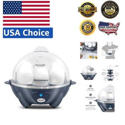 Versatile Slate Blue Egg Cooker: Boils, Poaches & Scrambles 7 Eggs Effortlessly