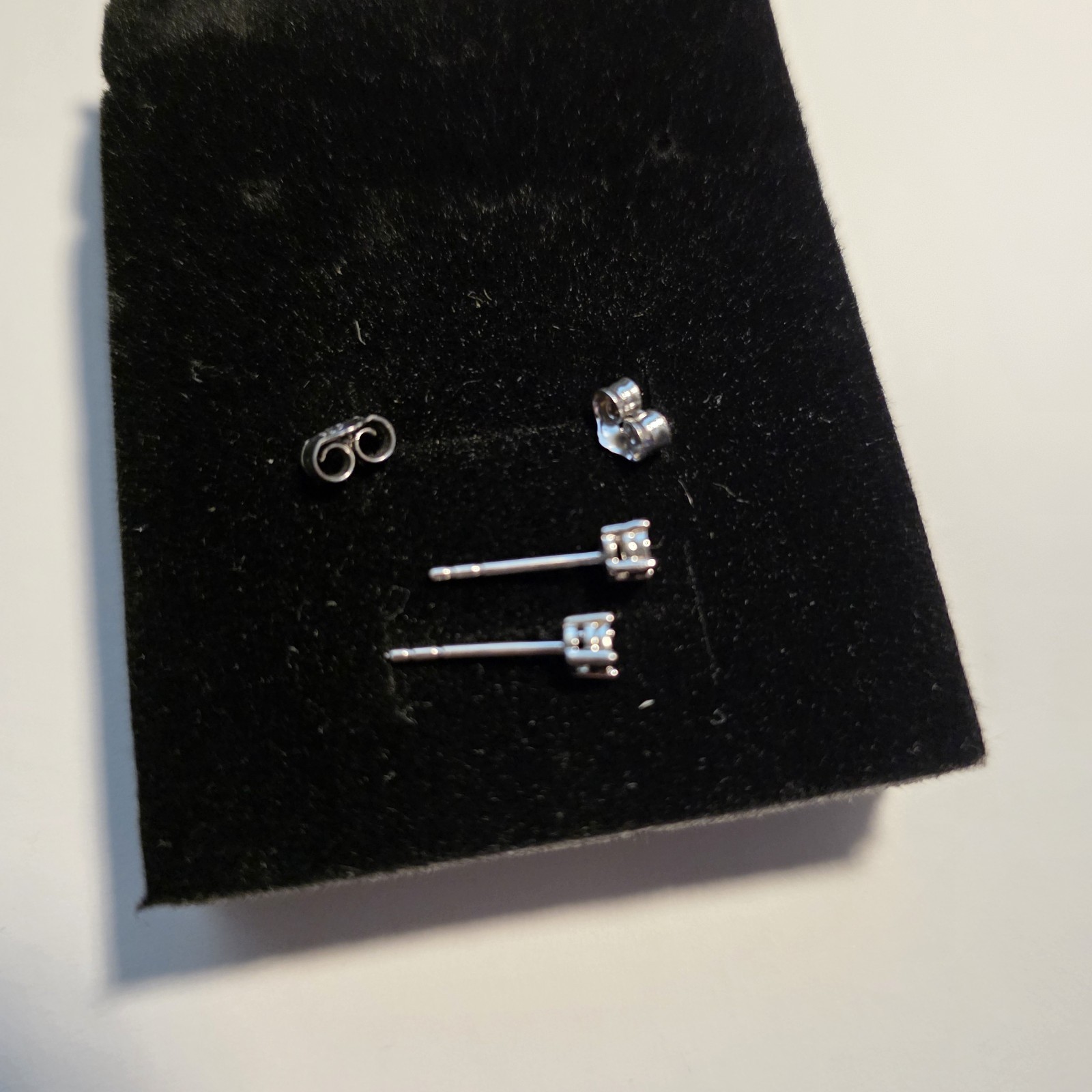 Brilliant Diamond Tiny Stud Earrings Sterling Sil… - image 4