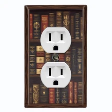 Metal Light Switch Outlet Cover Wall Plate Antique Books Bookshelf Decor RAC125
