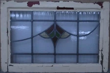 SIMPLE ABSTRACT MIDSIZE OLD ENGLISH LEADED STAINED GLASS WINDOW 23.25" X 15.25"