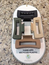 Sunday State 4 Pack Large 4" Claw Clip Hair Clips Rectangle Neutral Green Beige