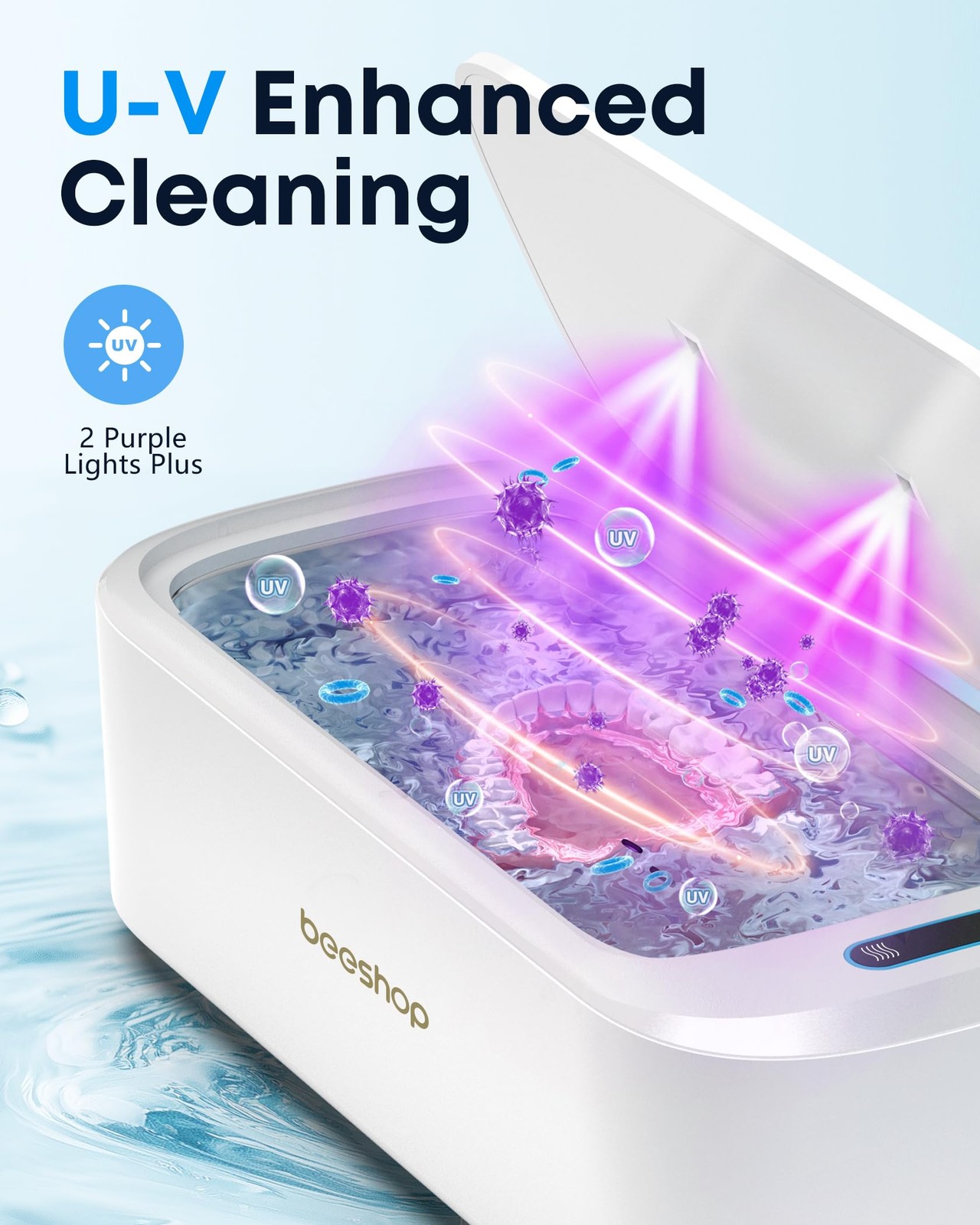 BEESHOP 48kHz Ultrasonic Jewelry Cleaner, Dual Modes with Degas Function, for...