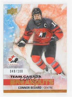 2023 Upper Deck Team Canada Juniors Breakouts 48/100 Connor Bedard Rookie RC lz7