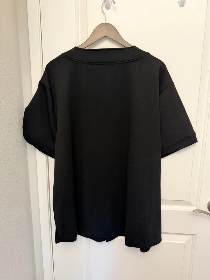 Camiseta deportiva de béisbol DKNY Jeans con botones negra bordada talla 2XL Foto 4 de 4