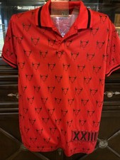 Bare Fox King Chicago Bulls MJ Michale Jordan Polo Red Shirt #23 XL