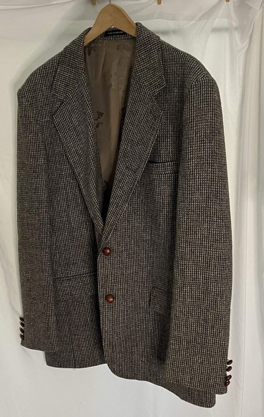 Orvis Harris Tweed Wool Sport Coat Blazer Handwoven Scotland 44L