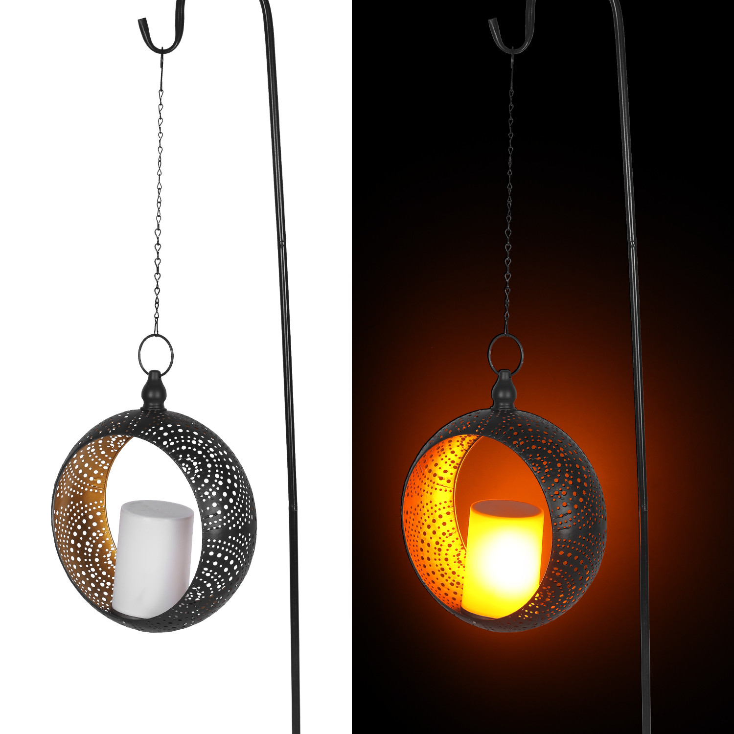 Solar Metal Decoration LED Candle Garden Lantern Outdoor Hanging Light