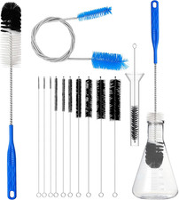 12Pcs Glass Tube Pipe Cleaners Brush Kit,Long Nylon Straw Brush for Glass Funnel