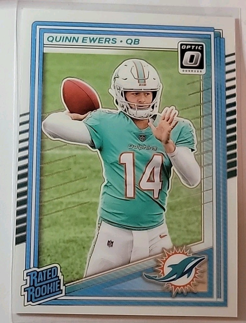 Quinn Ewers 2025 Panini Donruss Optic Rated Rookie Card #213 Miami Dolphins