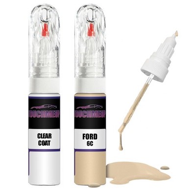 Lackstift für FORD LIGHT WHEAT 6C + Klarlack Pinsel Kratzer Fix Kit