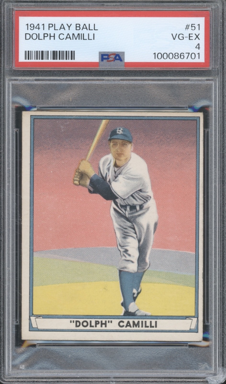 1941 Play Ball Baseball #51 Dolph Camilli RC Rookie VG-EX PSA 4
