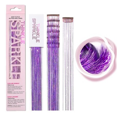 6Pcs Clip in Hair Tinsel Kit, Heat Resistant 1 Count (Pack of 1), PURPLE RAIN 
