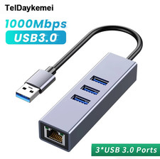 USB 3.0 HUB 1000Mbps 3 Ports USB 3.0 Type C HUB USB to Rj45 Gigabit Ethernet Ada