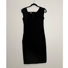 Betabrand Black Sleeveless Sheath Dress Sweetheart Neckline Ponte Knit Medium