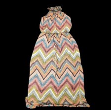 City Triangle Vestido Largo con Cuello Halter Rayas Chevron Mujer Talla Pequeña 