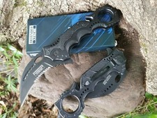 SPRING ASSISTED POCKET KNIFE BLACK KARAMBIT TACTCAIL LADIES GUYS EDC