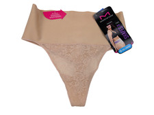 Maidenform Women's Tame Your Tummy Lace Thong Panties XL NEW Nude Lace