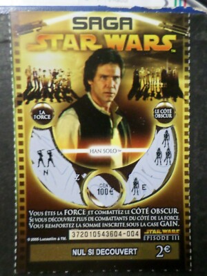 TICKET GRATTAGE SAGA STAR WARS, HAN SOLO, CINEMA, VF Sammlung TTB C