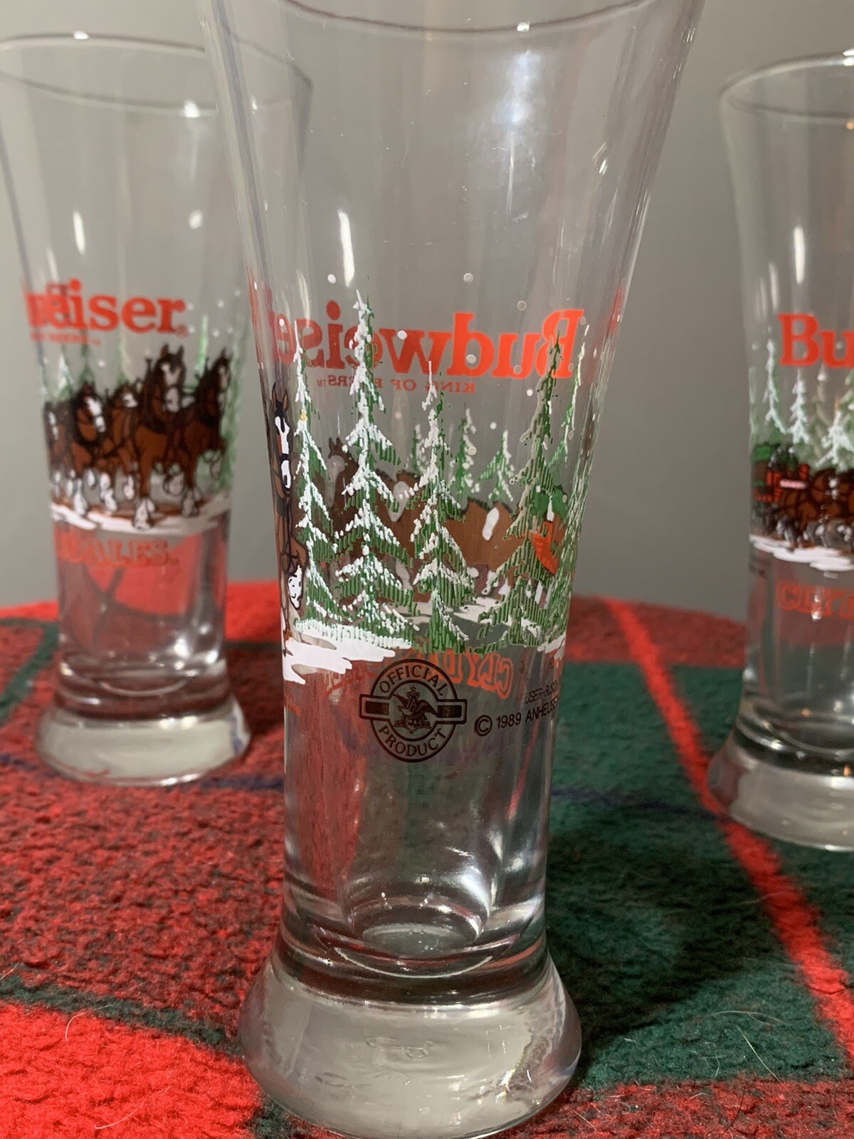 Budweiser Pilsner Fluted Beer Glass Clydesdale Horse's vintage 1989 Lot of 3 eBay