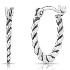 925 Solid Sterling Silver Twisted Rope Oval Creole Hoop Earrings All Sizes