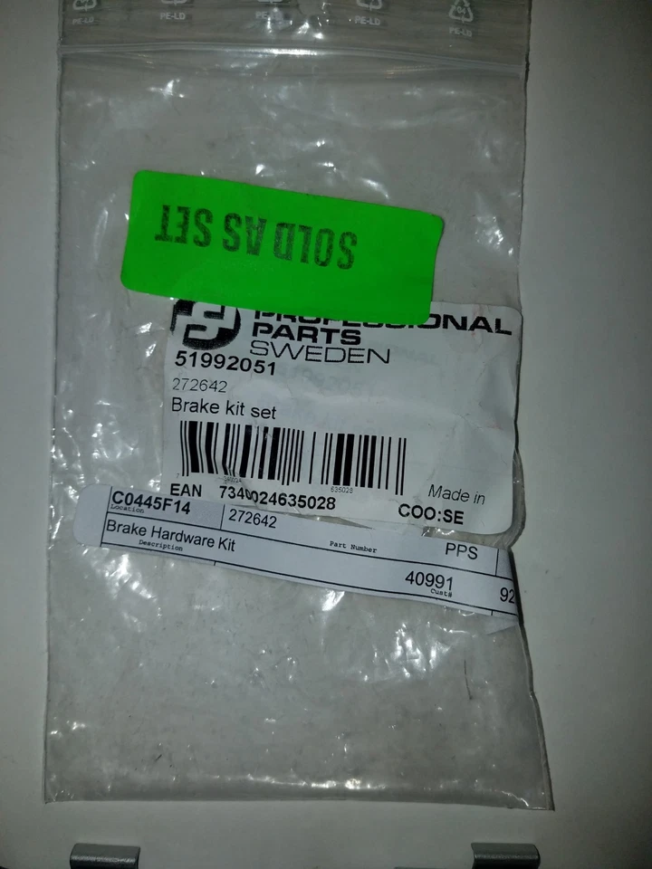 Kit de herrajes de freno de disco Volvo 142 - 144 - 145 67-74 y 164S, 164E 69-75 Foto 3 de 3