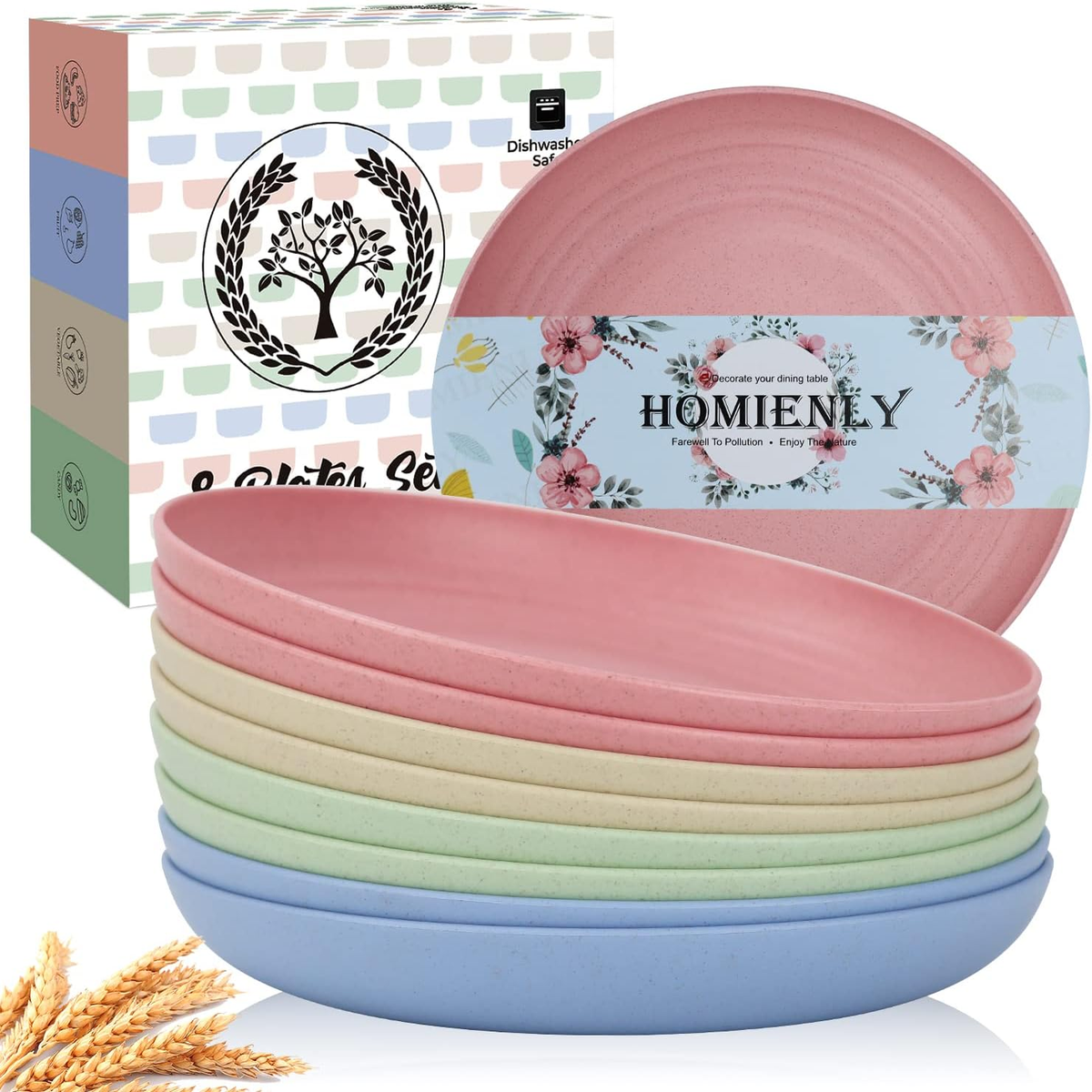 10-Pack Beige Wheat Straw Plates – Unbreakable, 11 Inch Dinner Plates For Everyday & Parties