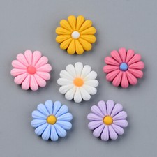 10 Daisy Cabochons Resin Flatbacks Flower Flat Backs Gerber Findings 16mm Mix