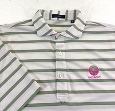 Turtleson Men's Performance Course Logo Green Pink Stripe Golf Polo Shirt Medium