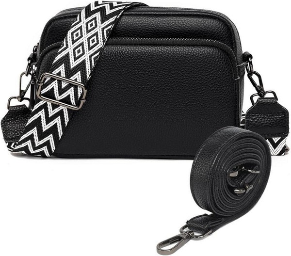 Echtes Leder Damen UmhäNgetasche Crossbody Bag Schultertasche Schwarz-image
