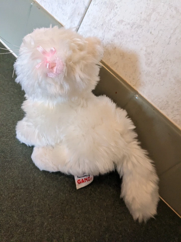 Ganz Webkinz Persian Cat Kitten White Pink Bow Plush Stuffed Animal Toy No Code - Image 2 of 4