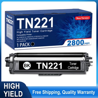 Black TN221 TN-221 Toner Cartridge for Brother HL-3170CDW MFC-9130CW 1-Pack