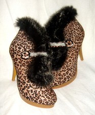 High Heel Ancle Boot´s Leopard  Straß Gefüttert  Gr. 40  (NEU)