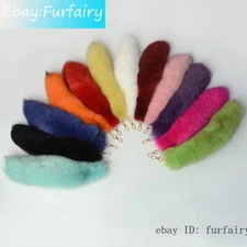 Wholesale 16" Dyed Colored Real Blue Fox Tail Fur Keychain Bag Pendant Cosplay