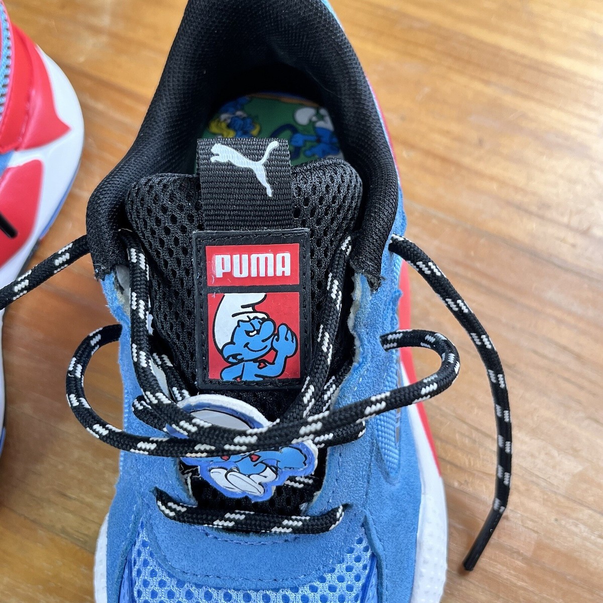 Puma X The Smurfs RS-X Kids Sneaker 11.5 Toddler Blue/Red RARE EUC