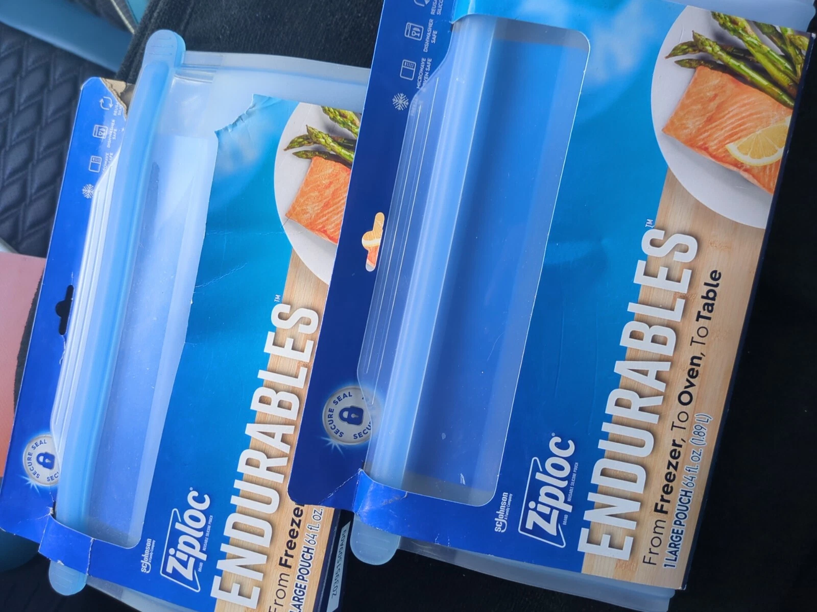 Lot of 2 Ziploc Endurables Large Pouch 64 oz,Nip, Clean