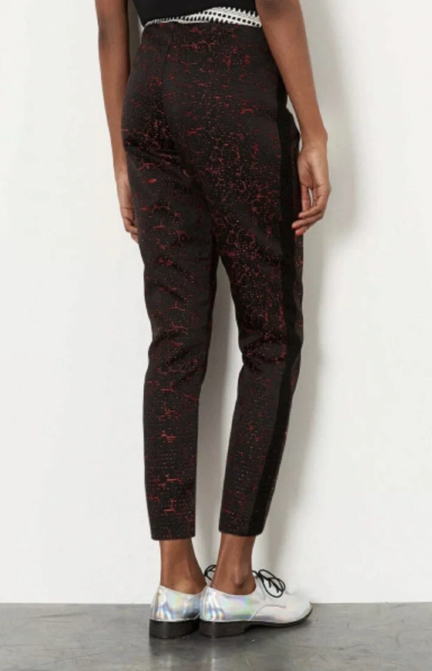 Pantalones Cortos Topshop Rojo Negro Jacquard Cigarette Talla UK10 EUR38 US6 Foto 2 de 4