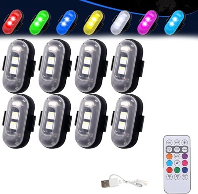 10x Fernbedienung Stroboskoplicht, kabellose LED-Leuchten für Auto, 8 Farben