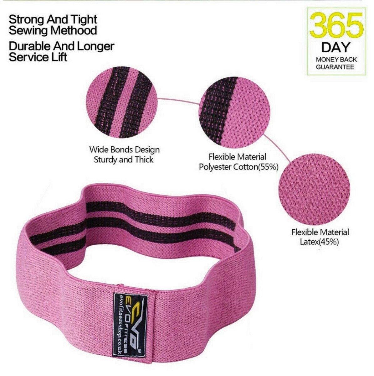 EVO Fitness Pro Fasce Elastiche Tessuto Cerchio All’Anca – Set Resistenza Per Glutei E Gambe