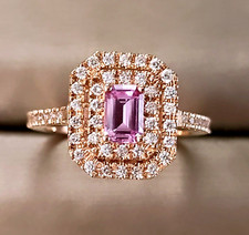 Anello ZAFFIRO ROSA naturale e doppio giro DIAMANTI 0,43 CT oro ROSA 18 kt 750